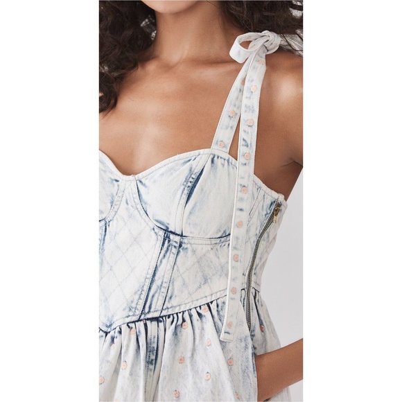 LoveShackFancy Dorna Dress Acid Wash Pink Mini Ruffle - Picture 4 of 5